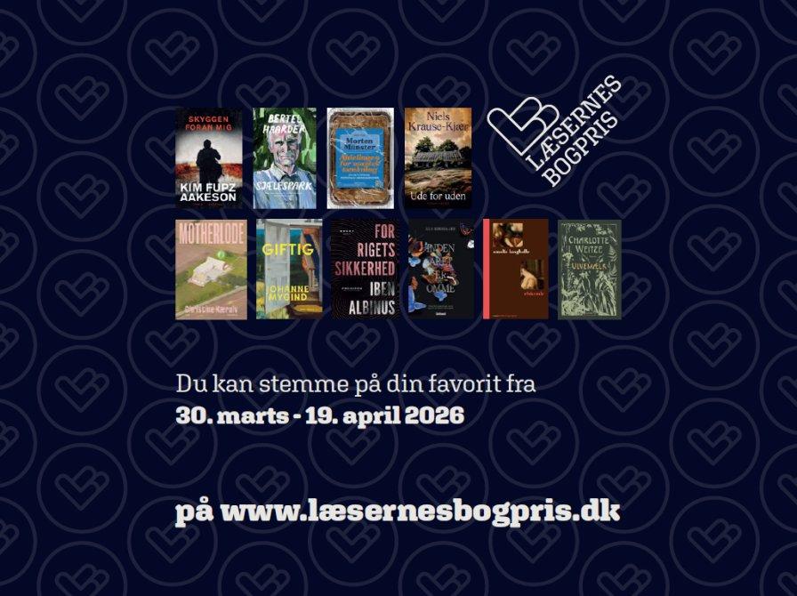 Bogforsider af de 10 nominerede bøger til Læsernes Bogpris
